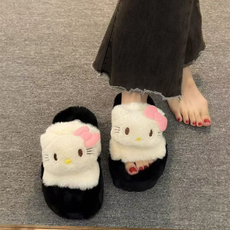 Winter Clothing Cute - Sanrio Female Plush Slippers Anime Hello
