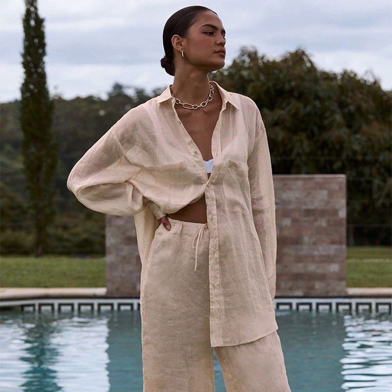 Winter Clothing Label - Fashionable Casual Shirt And Pants Set