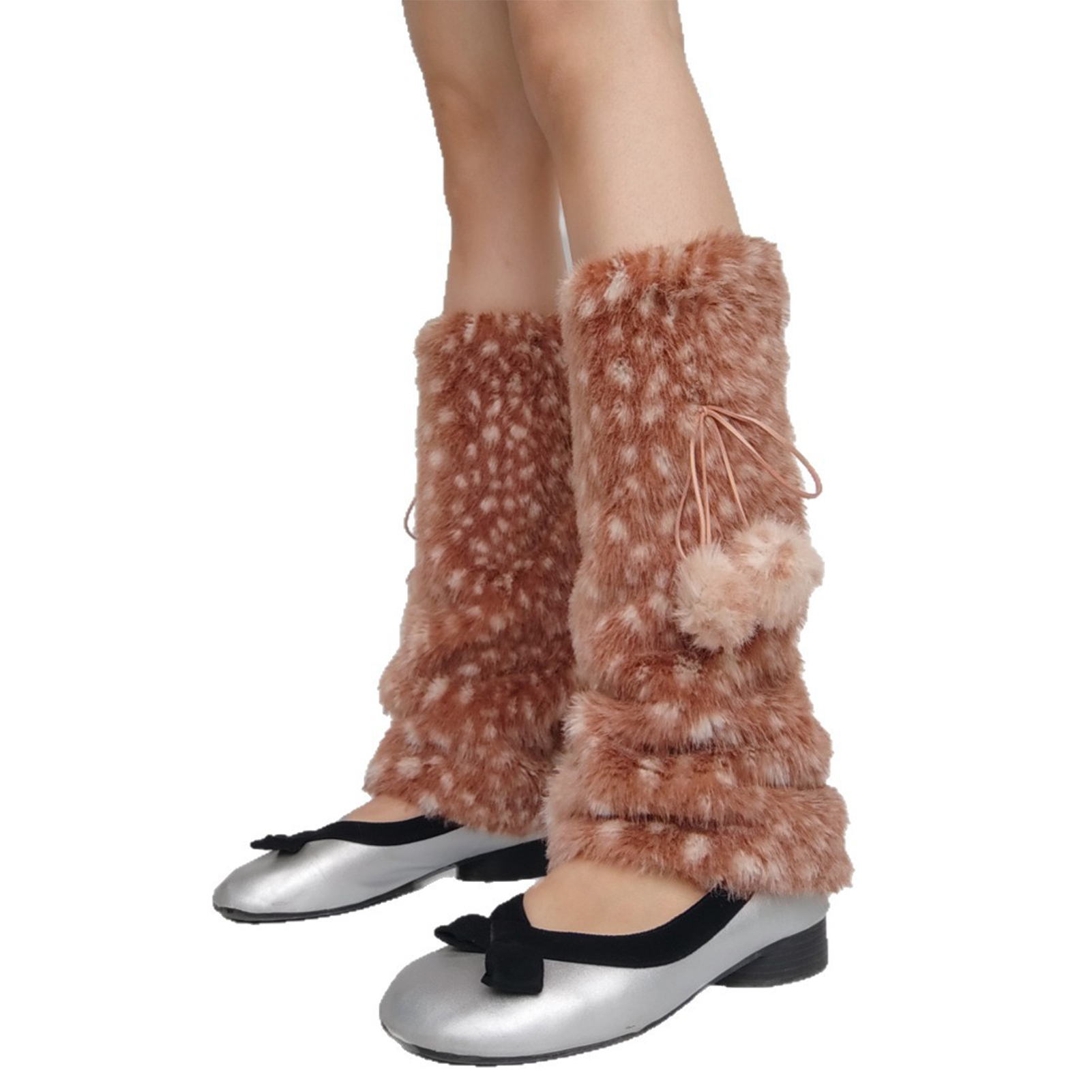 Winter Clothing Leg Warmers - Brown Pattern Artificial Fur Leg Warmers