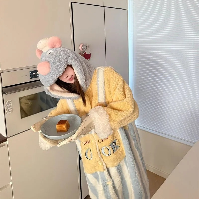 Winter Clothing Cute - Cartoon Disney Ratatouille Robe Cute Coral