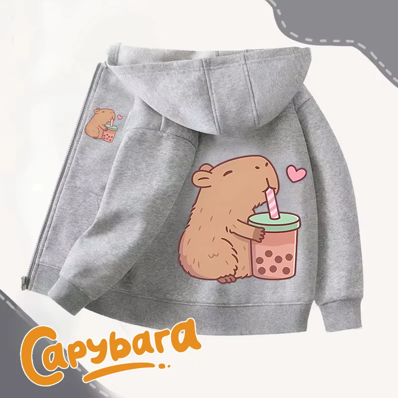 Winter Clothing For Kids - Capybara Zipper Hoodies Coats Girl boy