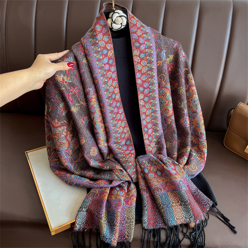 Cashmere Scarf Wrap - Luxury Embroidery Cashmere Winter Scarves Women
