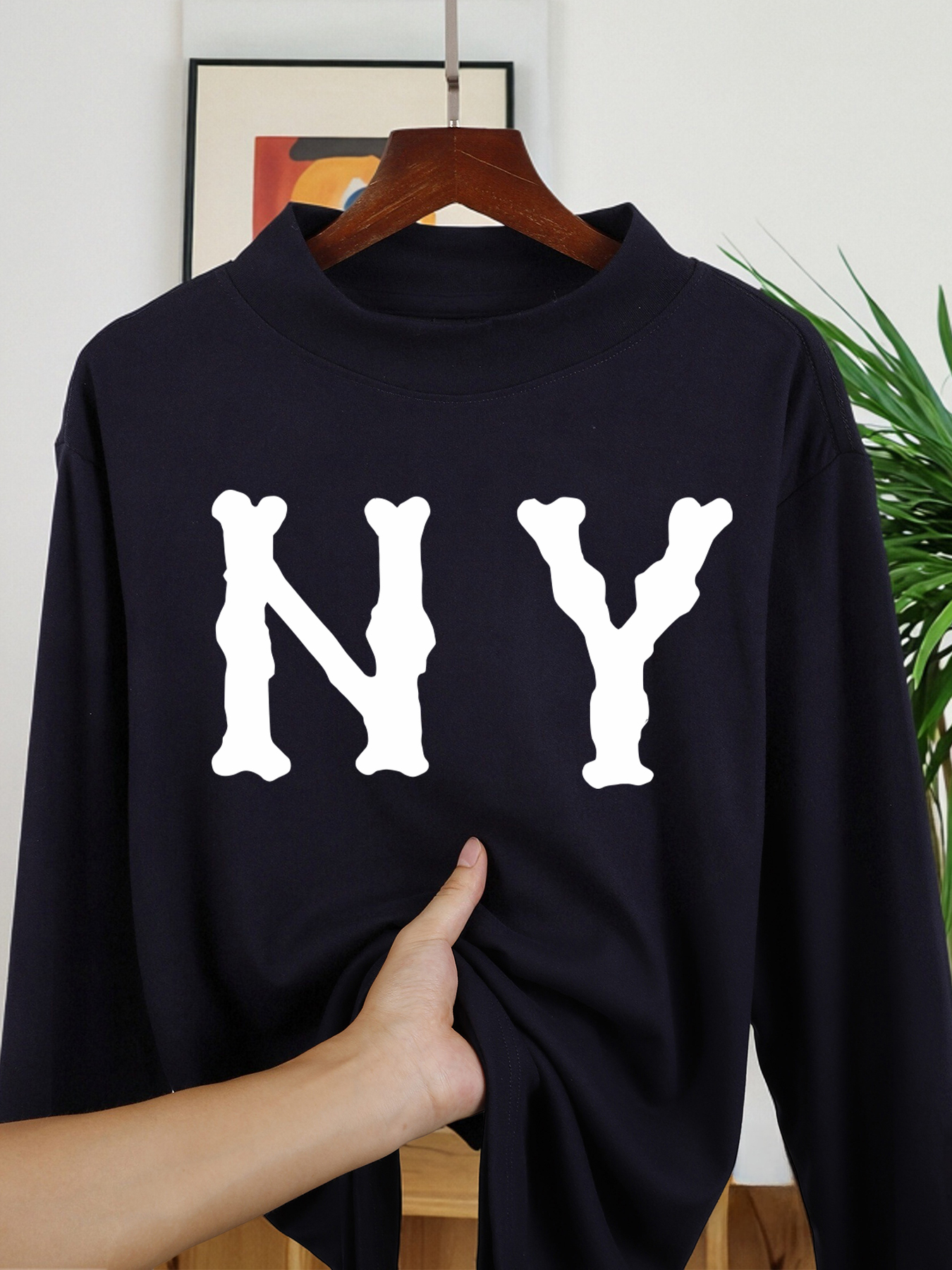 Letter N And Y Print Men'S Lon - Winter Clothing English のレビューと価格