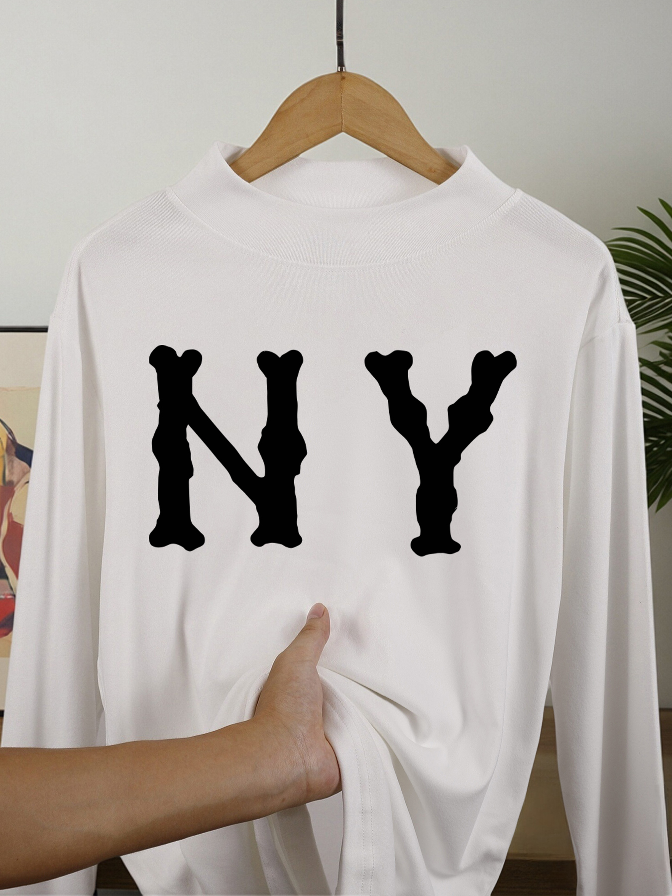 Letter N And Y Print Men'S Lon - Winter Clothing English のレビューと価格