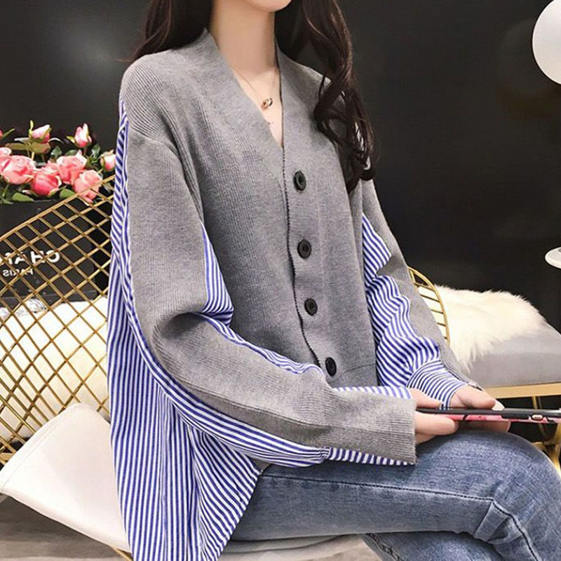 Female Korean Casual V-Neck Kn - Winter Clothing Korean のレビューと価格