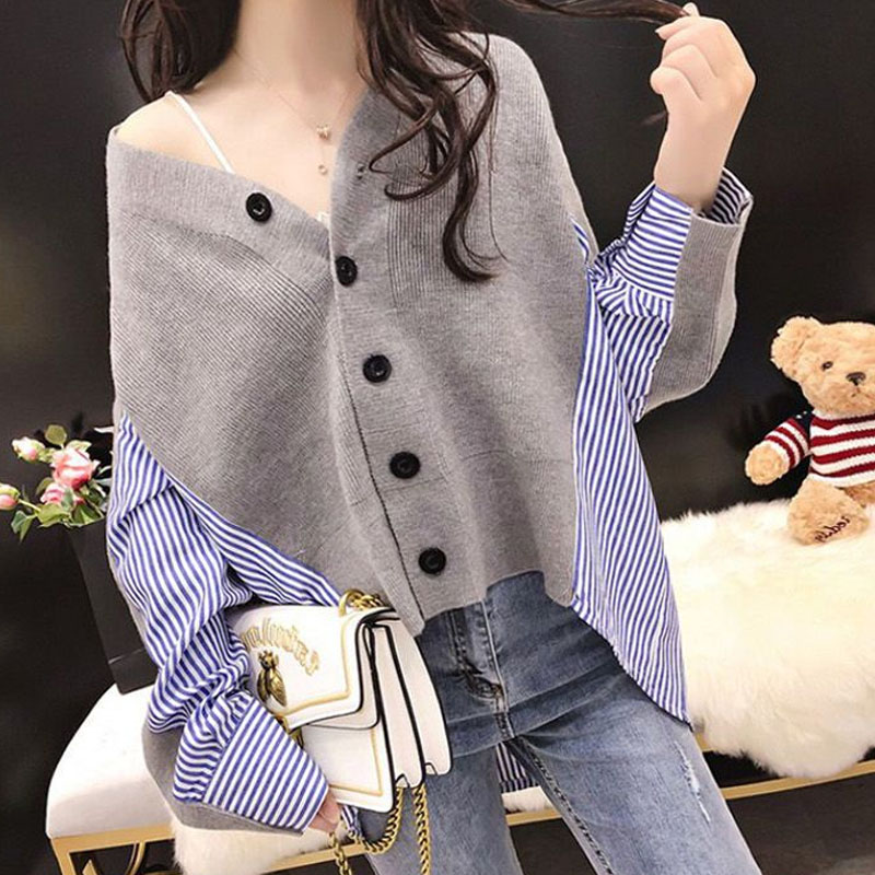 Female Korean Casual V-Neck Kn - Winter Clothing Korean のレビューと価格