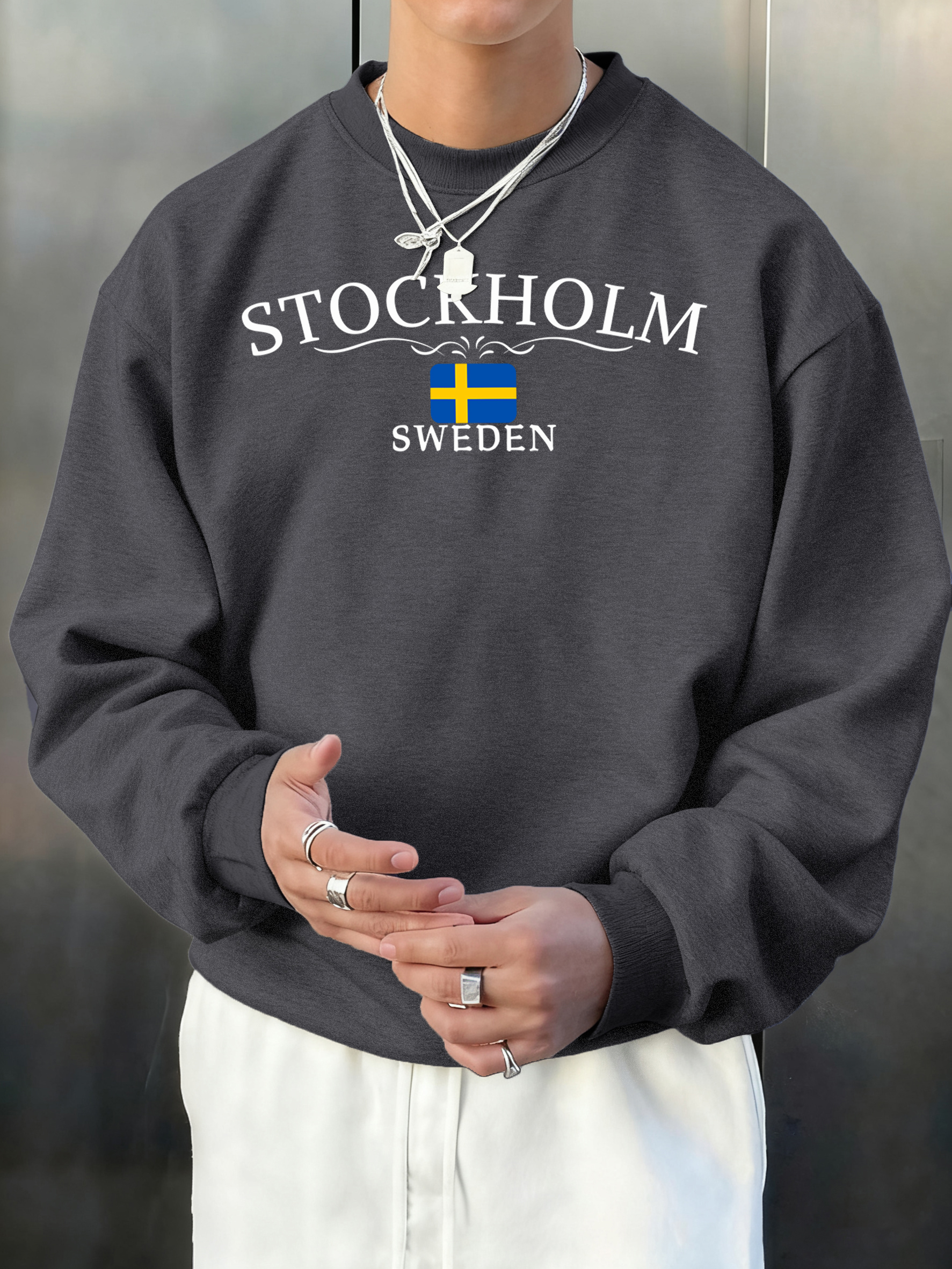 Stockholm Sweden Letter Print  - Winter Clothing English のレビューと価格