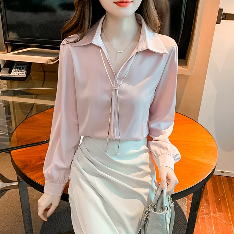 Elegant Office Chiffon Blouses - Winter Clothing Korean のレビューと価格