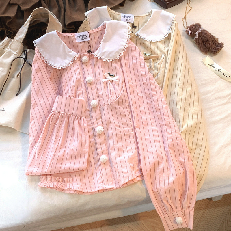 Japanese Style Kawaii Striped  - Winter Clothing Korean のレビューと価格