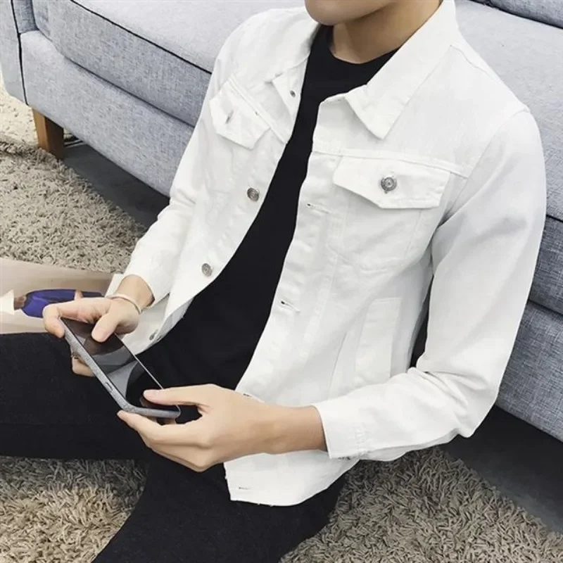Button Casual Slim Men's Denim - Winter Clothing Korean のレビューと価格
