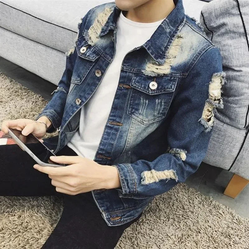 Button Casual Slim Men's Denim - Winter Clothing Korean のレビューと価格