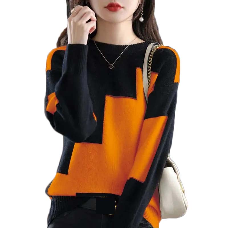Fashion O-Neck Spliced Knitted - Winter Clothing Korean のレビューと価格