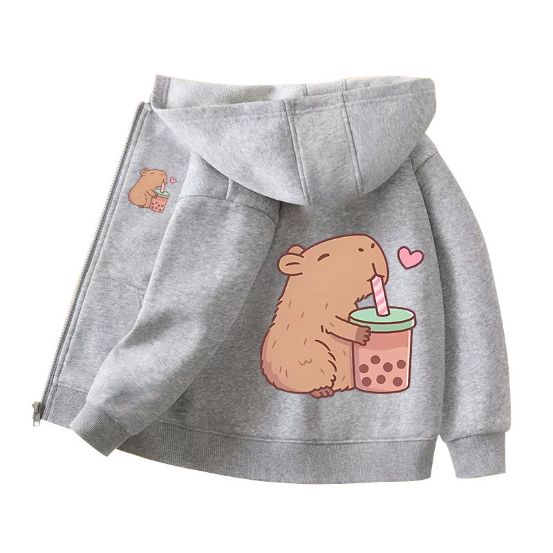 Capybara Zipper Hoodies Coats  - Winter Clothing For Kids のレビューと価格
