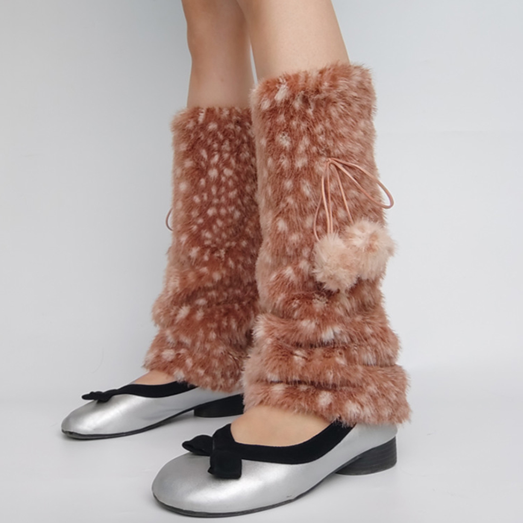 Brown Pattern Artificial Fur L - Winter Clothing Leg Warmers のレビューと価格