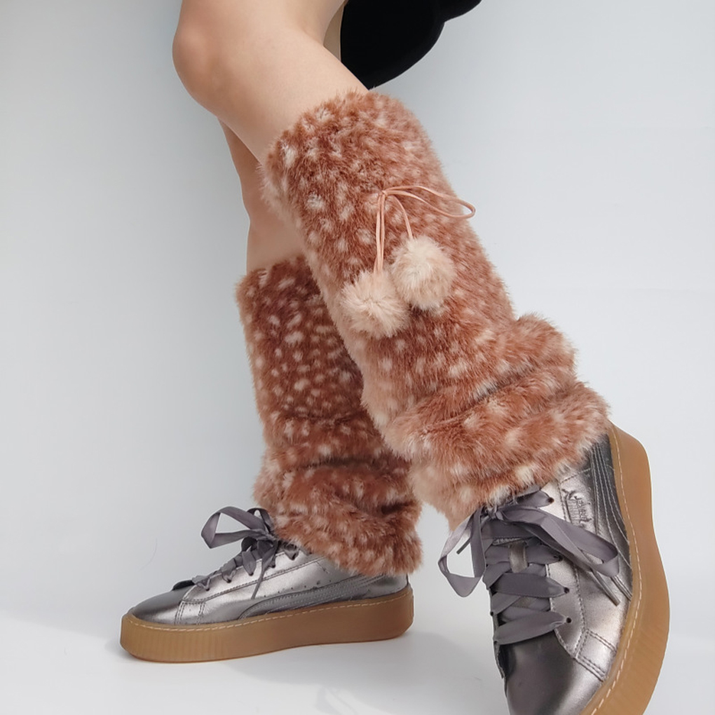Brown Pattern Artificial Fur L - Winter Clothing Leg Warmers のレビューと価格